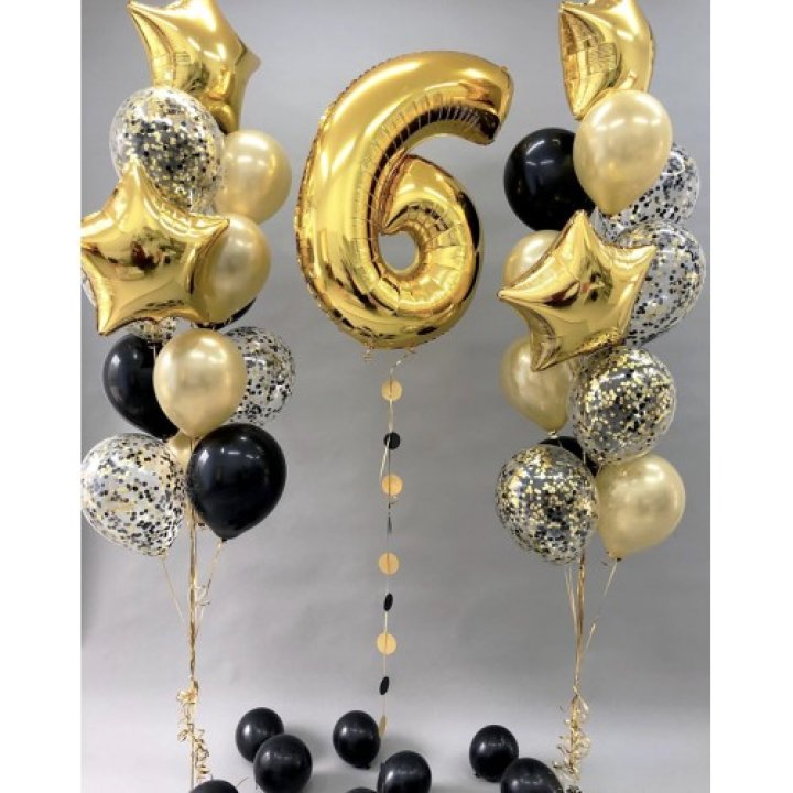 Цифра с фонтанами шаров  в Уфе