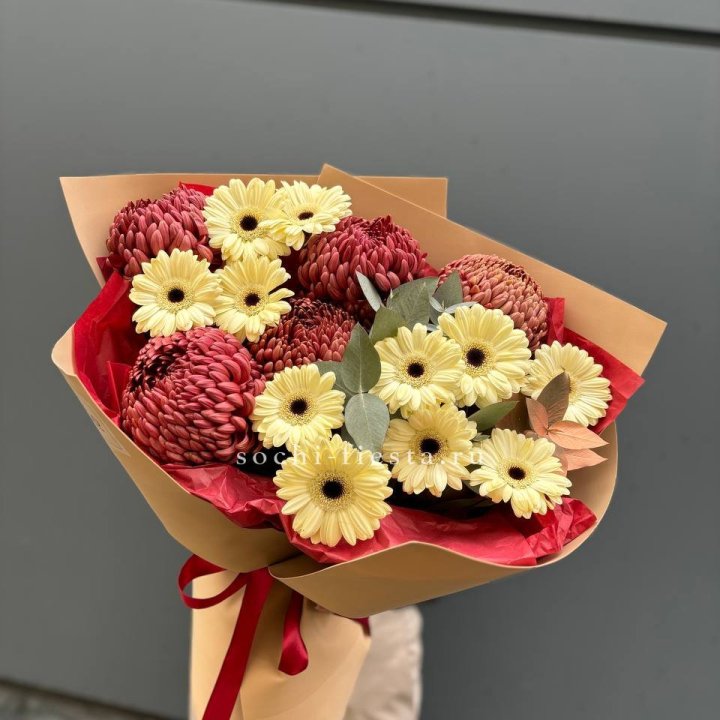 Букет гербер и хризантем Бигуди в Уфе