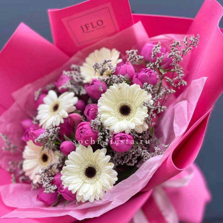 Букет гербер и мисти бабблс  в Уфе