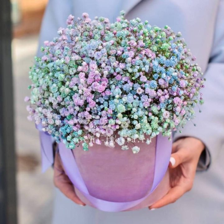 Гипсофилы в шляпной коробке "Кандилайт" в Уфе