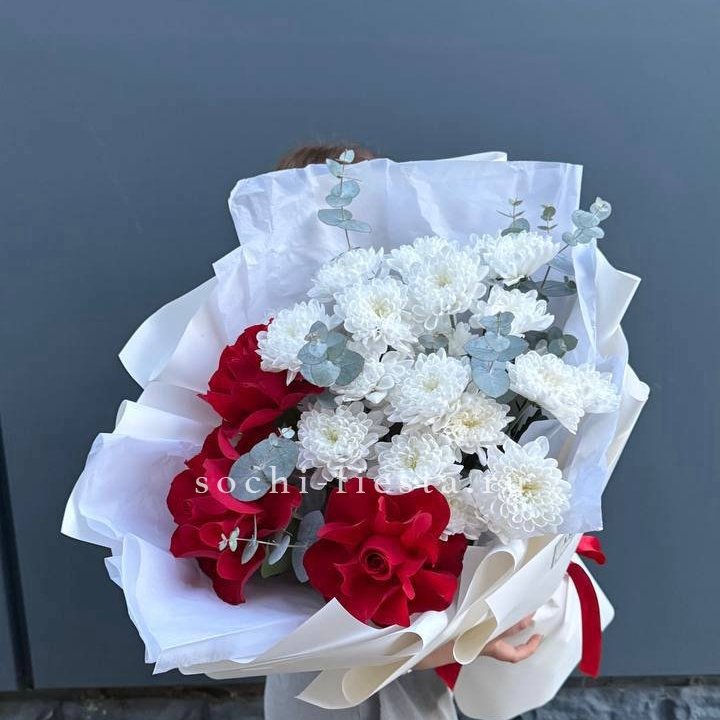 Дуо розы и хризантемы в Уфе