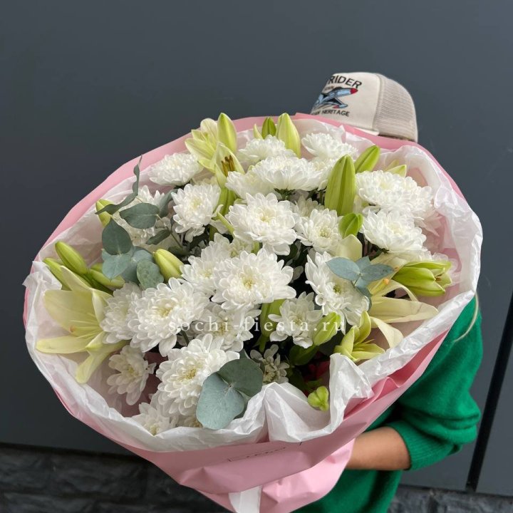  Букет  хризантемы и лилии в Уфе