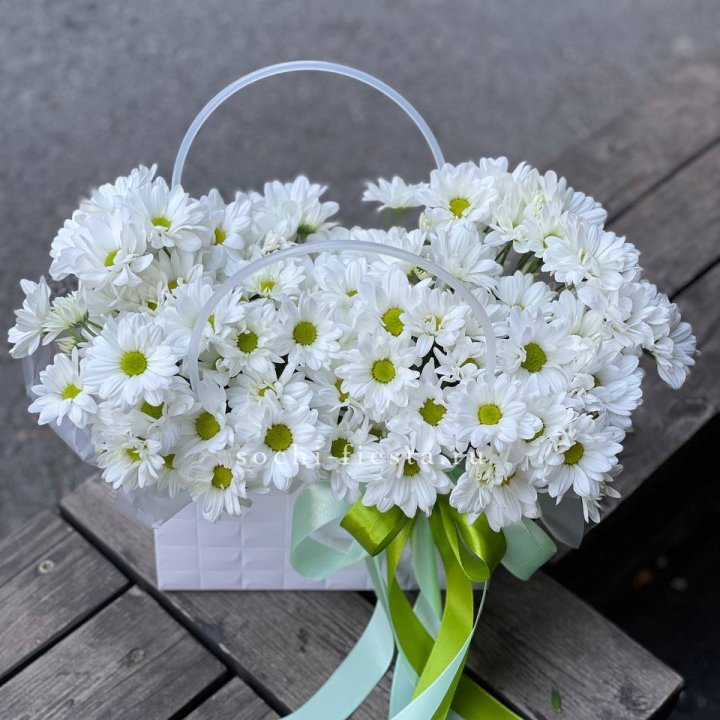 Сумка с хризантемами ромашками в Уфе