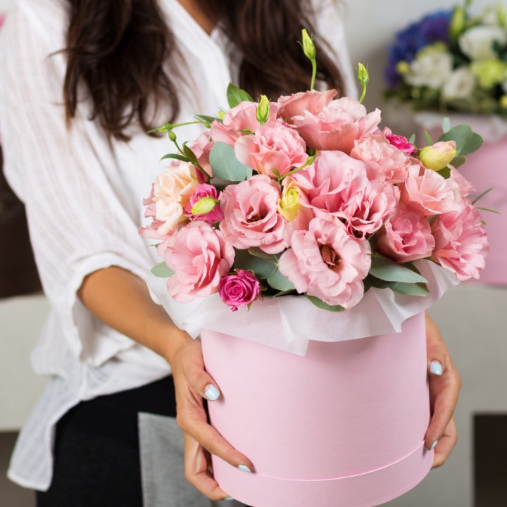 Эустома в шляпной коробке в Уфе