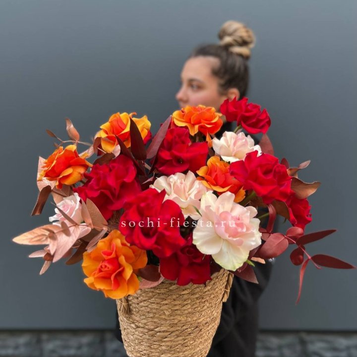 Авторский бокс "Роксана" в джутовом кашпо в Уфе