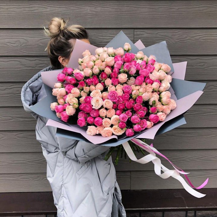 55 роз микс кустовых в Уфе