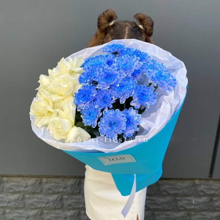 Дуо букет розы и хризантема в Уфе