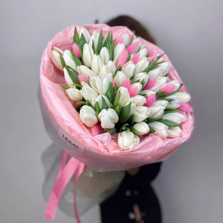 51 белый тюльпан "Рози" в Уфе