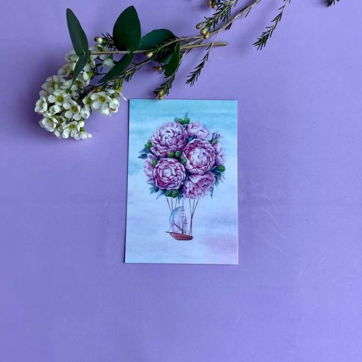 Открытка к букету "Пион" в Уфе