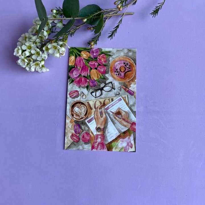 Открытка к букету "Леди на работе" в Уфе