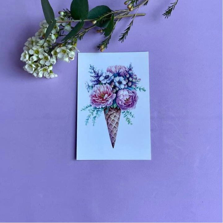 Открытка к букету "Цветочно-кремовый" в Уфе