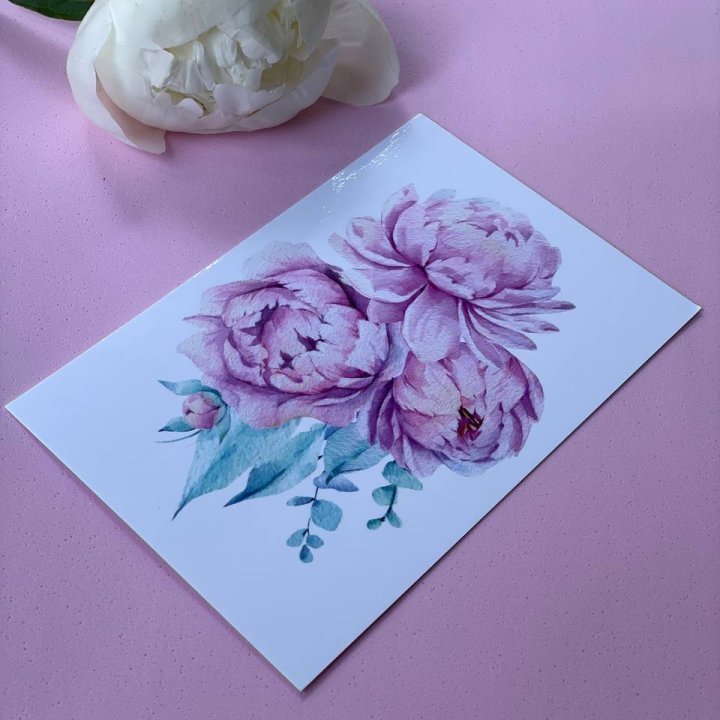 Открытка к букету "Пионы" в Уфе