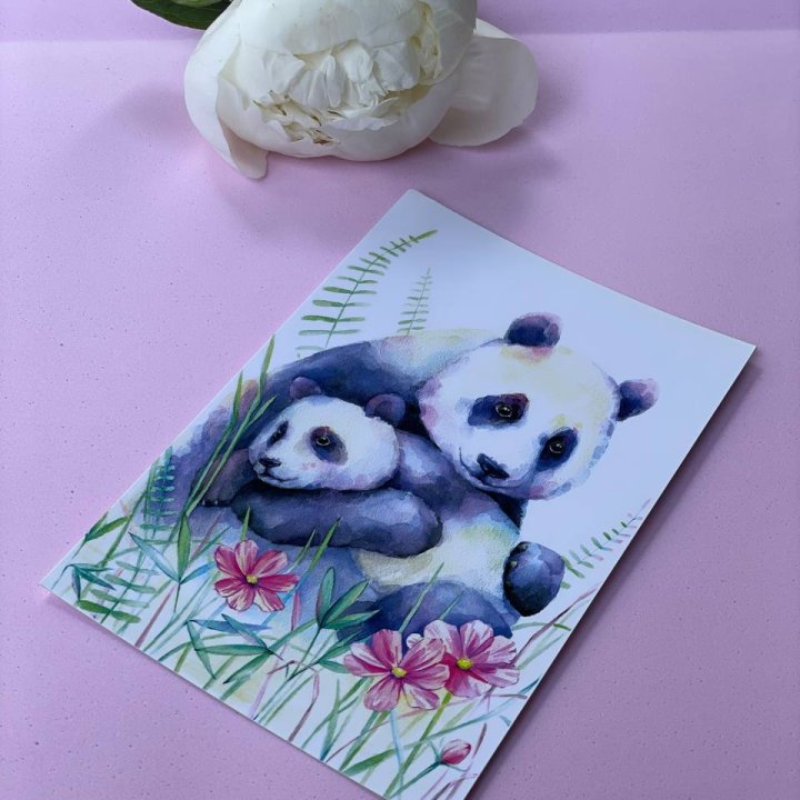 Открытка к букету "Объятие Панды" в Уфе