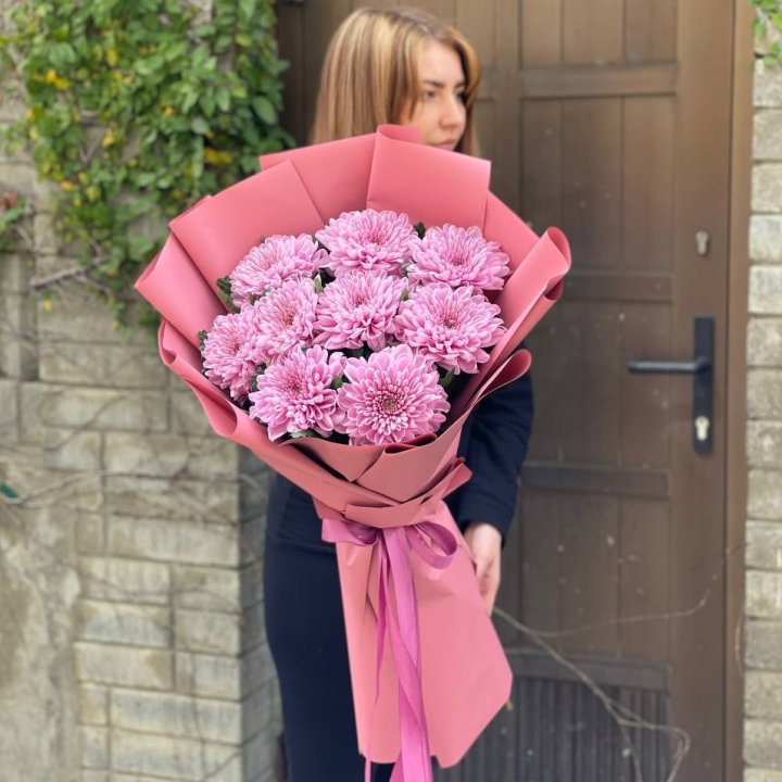 Букет хризантем розовый в Уфе