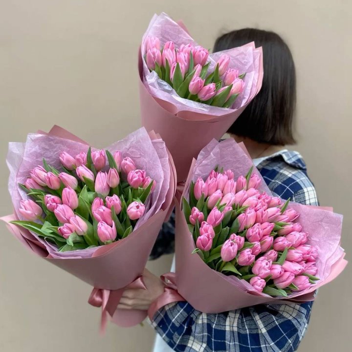 Букет розовых тюльпанов в Уфе