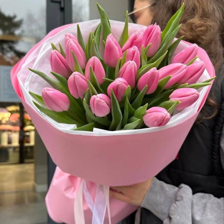  19 розовых тюльпанов в Уфе