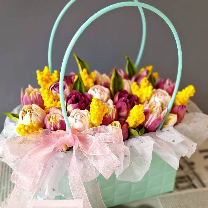 Тюльпаны в сумочке из зефира в Уфе