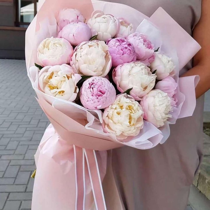Букет пионов "Маршмелоу" в Уфе