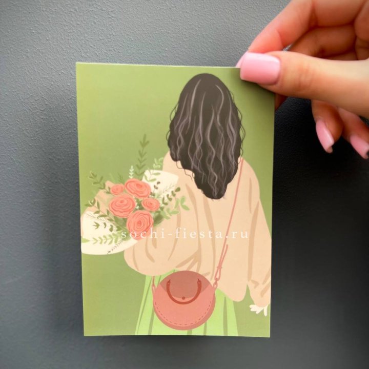 Открытка к букету "Потрясающая девушка" в Уфе