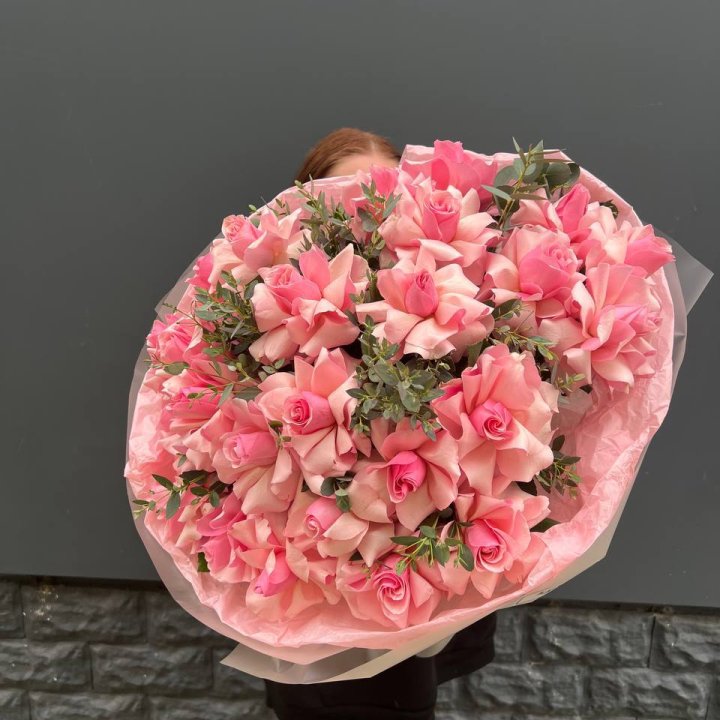  25 розовых французских роз в Уфе