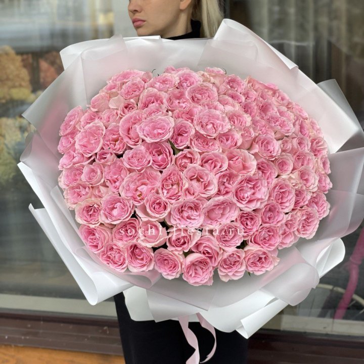 101 нежно-розовая роза в Уфе