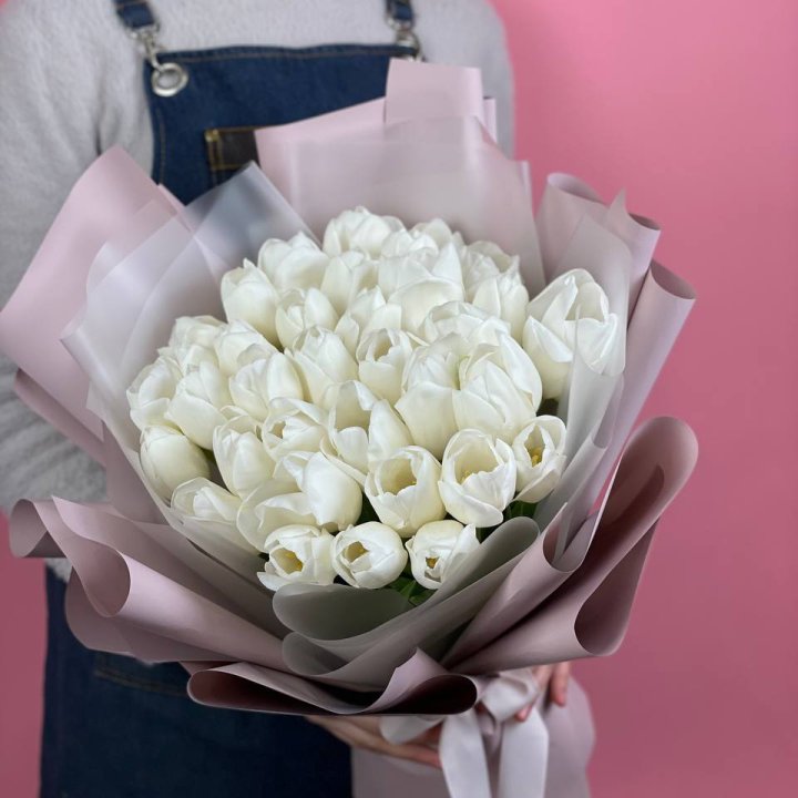 Букет белых тюльпанов "Пур-пур" в Уфе